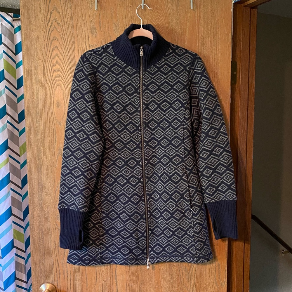 Dakini Wool blend Long Sweater Coat Blue/grey